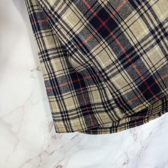 Vintage Wool Shirt Mens Medium Button Up 60's Plaid Brewster West Tan Brown Long - Picture 9 of 16